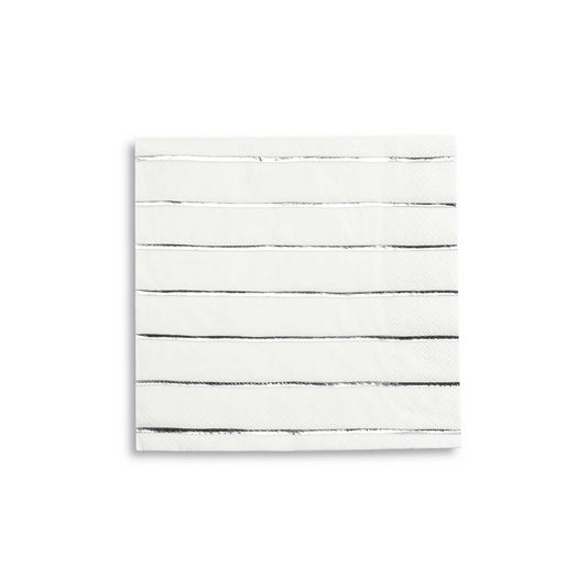 Frenchie Striped Silver Large Napkins - 16 Pk.