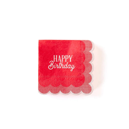 Pink Birthday Scalloped Cocktail Napkin