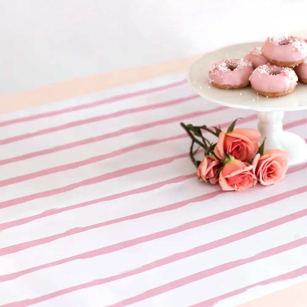 Decorative Paper Table Runner - Light Pink Stripe