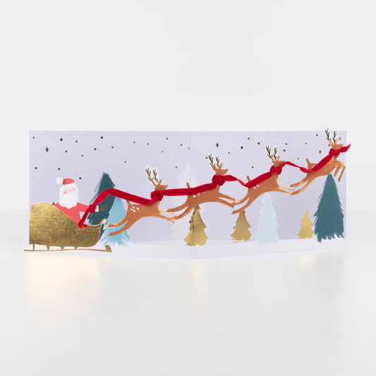 Santa's Sleigh 3D Scene Christmas Card